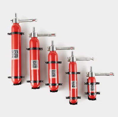 Range of compact in-cabinet fire suppression cylinders in five sizes for protecting electrical panels and distribution boards